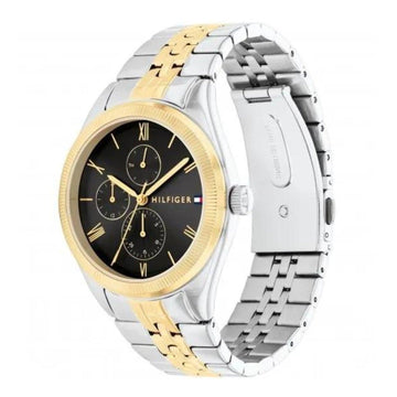 Γυναικείο ρολόι Tommy Hilfiger Monica 1782591, με δίχρωμο μπρασελέ σε ασημί-χρυσό χρώμα από ανοξείδωτο ατσάλι και μαύρο καντράν με χρονογράφους.